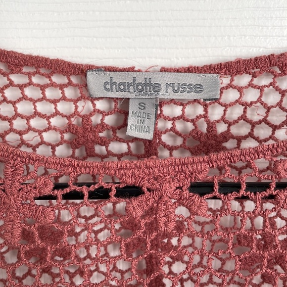 Knit Floral Crocheted Bell Sleeve Cropped Sheer Cover Up Shirt - Picture 5 of 5